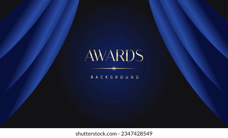 Dark blue golden royal awards graphics background. Lines growing elegant shine spark. Luxury premium corporate abstract design template.