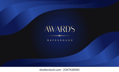 Dark blue golden royal awards graphics background. Lines growing elegant shine spark. Luxury premium corporate abstract design template.