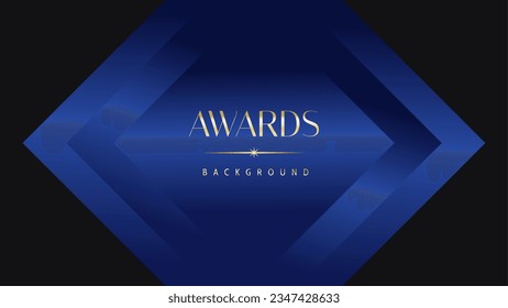 Dark blue golden royal awards graphics background. Lines growing elegant shine spark. Luxury premium corporate abstract design template.