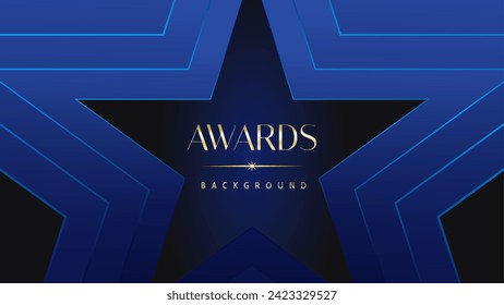 Dark blue golden royal awards graphics background. Lines growing elegant shine spark. Luxury premium corporate abstract design template.	