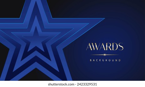 Dark blue golden royal awards graphics background. Lines growing elegant shine spark. Luxury premium corporate abstract design template.	