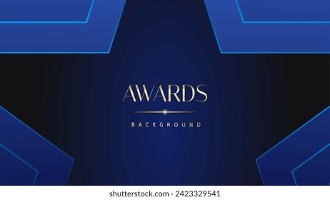 Dark blue golden royal awards graphics background. Lines growing elegant shine spark. Luxury premium corporate abstract design template.	