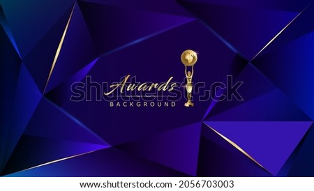 Dark Blue Golden Royal Awards Graphics Background Lines Polygonal Triangle Trend Elegant Shine Modern Edge Template Luxury Premium Corporate Abstract Design Template Banner Certificate Dynamic Shape