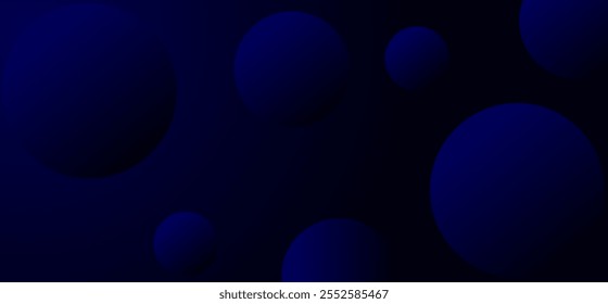 Fundo abstrato gradiente azul escuro com padrão de formas de bolhas, ilustração vetorial.