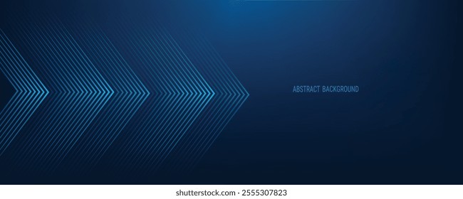 Dark Blue Gradient Abstract Background with Symmetrical Geometric Arrow lines for Technology and Futuristic Concept, Perfect for Websites, Banners, brochure, Covers, Posters, flyer and Web Headers.