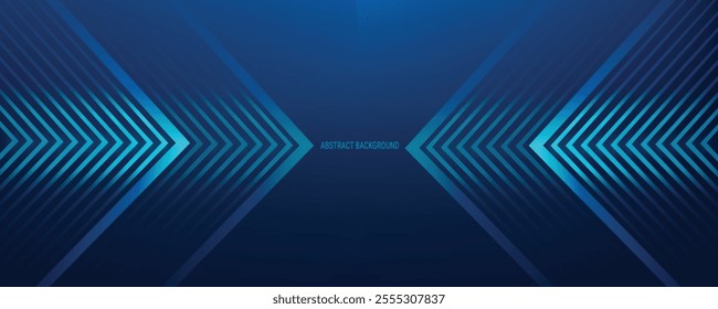 Dark Blue Gradient Abstract Background with Symmetrical Geometric Arrow lines for Technology and Futuristic Concept, Perfect for Websites, Banners, brochure, Covers, Posters, flyer and Web Headers.