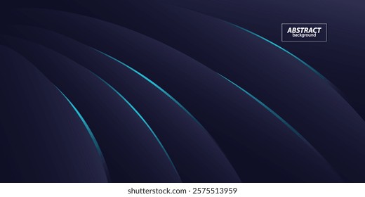 Dark blue gradient abstract background with curved texture. 3D view wallpaper. Eps10 vector illustration