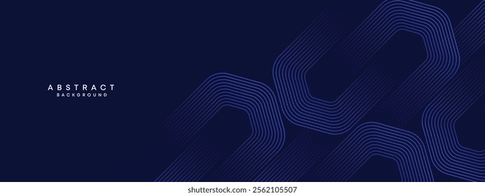 Dark Blue Gradient Abstract Geometric Flowing Lines Background. Abstract Navy Blue Geometric Featuring Line Backdrop with Gradient Shapes for Corporate Presentations, Digital Artwork, Website Design