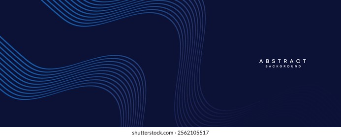 Dark Blue Gradient Abstract Geometric Flowing Lines Background. Abstract Navy Blue Geometric Featuring Line Backdrop with Gradient Shapes for Corporate Presentations, Digital Artwork, Website Design