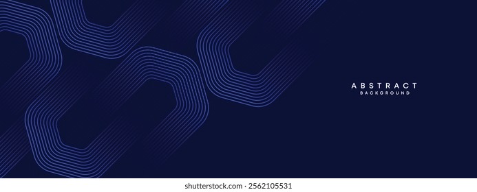 Dark Blue Gradient Abstract Geometric Flowing Lines Background. Abstract Navy Blue Geometric Featuring Line Backdrop with Gradient Shapes for Corporate Presentations, Digital Artwork, Website Design
