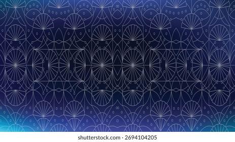 Gradiente azul oscuro con patrón geométrico art déco sin costuras
