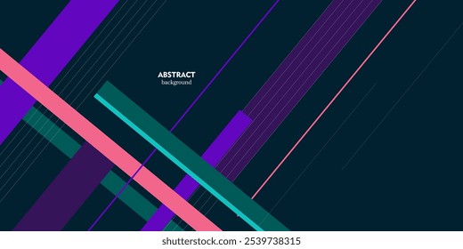 Fondo degradado azul oscuro con diseño de superposición de rectángulo colorido. Diseño de sombras decorativas con estilo y líneas simples.