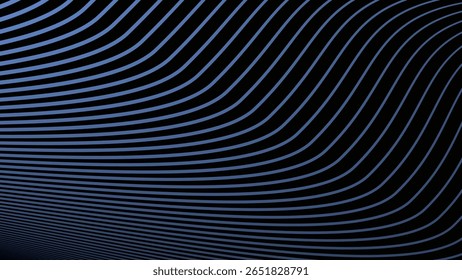 Dark Blue Gradient Background with Curved Striped Line Pattern for Modern and Elegant Design