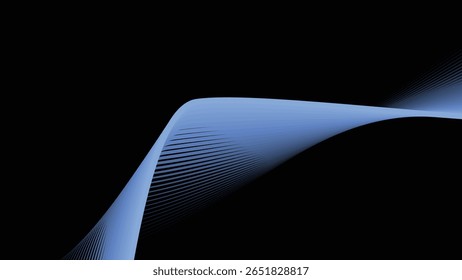 Fundo de gradiente azul escuro com padrão de linha listrada curva para design moderno e elegante