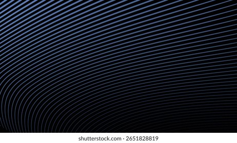 Dark Blue Gradient Background with Curved Striped Line Pattern for Modern and Elegant Design