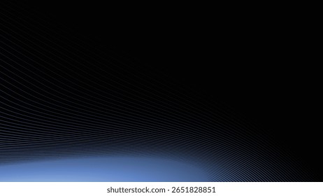 Fondo degradado azul oscuro con patrón de línea de rayas curvadas para un diseño moderno y elegante