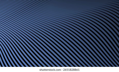 Fundo de gradiente azul escuro com padrão de linha listrada curva para design moderno e elegante