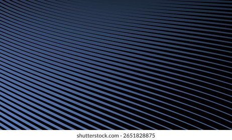 Dark Blue Gradient Background with Curved Striped Line Pattern for Modern and Elegant Design