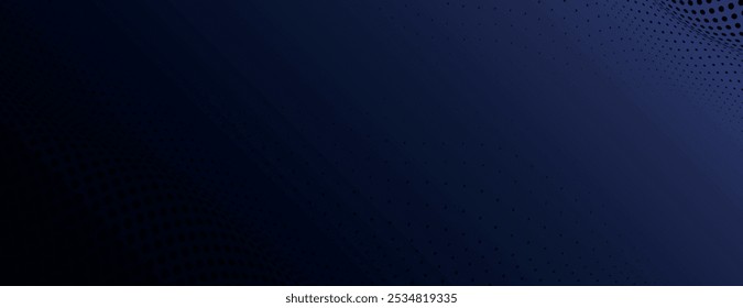 Dark blue gradient background. Dark blue gradient halftone banner vector background. Dark blue background halftone texture. Minimal dark blue with halftone vector background