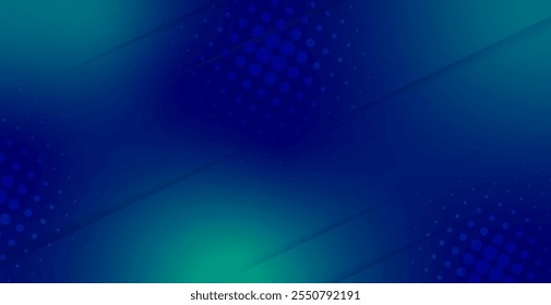 Dark Blue Gradient Background With Halftone Pattern. Technology Banner. Vector Illustration. Abstract Business Wallpaper. Minimal