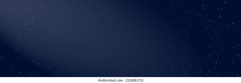 Dark Blue Gradient Background with small white polka dots going to the center with soft spotlight from corner. Perfect for space and astrology designs, Christmas winter themes. Marine and sea. Vector.