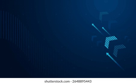 L'arrière-plan dégradé bleu foncé et le motif de grille subtil donnent une atmosphère futuriste, axée sur les données, idéale pour les illustrations vectorielles de fintech ou de thèmes d'affaires