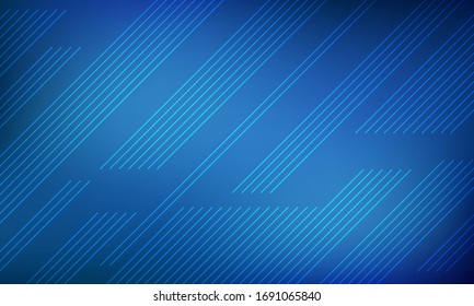 Dark blue gradient blurred background with diagonal parallel lines motion. Indigo blue dark banner digital backdrop vector design. Screensaver techno background with diagonal lines.