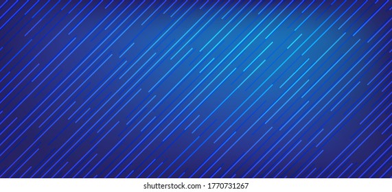 Fondo borroso de degradado azul oscuro con movimiento de líneas paralelas diagonales. Diseño vectorial de fondo digital de banner azul índigo oscuro. Fondo de alta tecnología de salvapantallas con líneas diagonales.