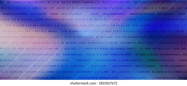 Dark blue gradient blurred background with diagonal parallel lines motion. Indigo blue dark banner digital backdrop vector design. Screensaver with diagonal lines. Digital cyber 0 1 background.