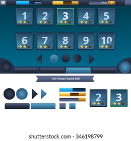 Dark blue gradient game graphic user interface for casual mobile game