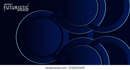 Fondo azul oscuro de la ilustración del gradiente con las Formas circulares. Diseño Abstractas con líneas finas geométricas simples. Diseño fresco. Vector Eps10