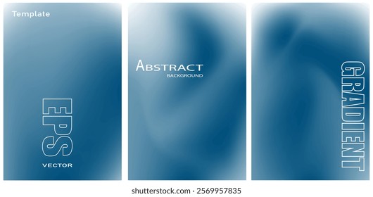 Dark blue gradient set of 3. Abstract style gradient background with smooth color transition. Vector illustration.