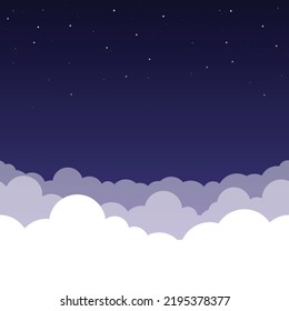 Dark blue gradient Sky   Clouds vector illustration and air effect   stars  Night time  sleepy mood  Horizontally seamless pattern  You can use it as background   place your text 