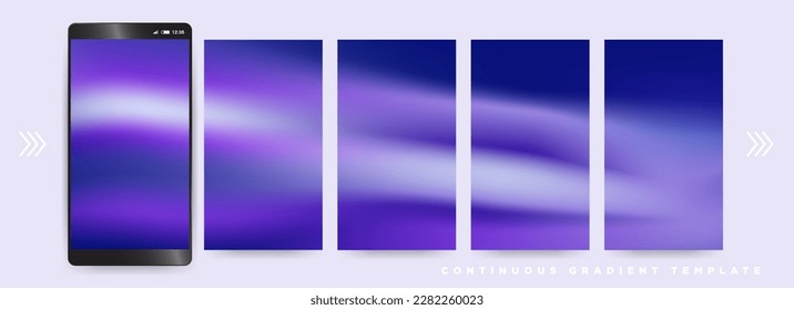 Dark Blue Gradient Social Media Story Template. Continuous 9:16 ration poster Vector Template. Navy, Purple, Blue, Teal . For designs, feeds, social media, web, banner, Editable Vector Illustration. 