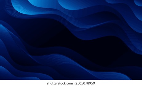 Dark blue gradient wave background, perfect for enhancing social media posts, advertising, and presentations with a modern touch