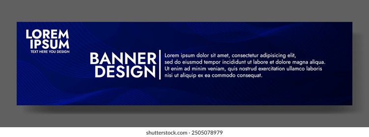 Dark blue gradient wave banner template, perfect for creating eye catching headers, promotional banners, and modern graphic elements