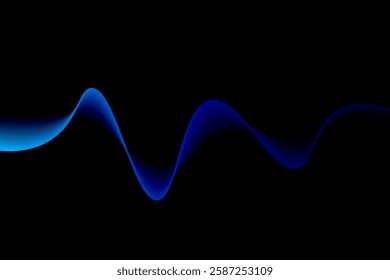 Dark Blue Gradient Wave on Black Background