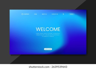 Dark Blue Gradient Website Landing Page with Welcome Message and Clean UI Design