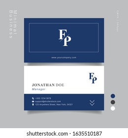 Dark blue gray minimal business card. Vector Illustration EPS10.