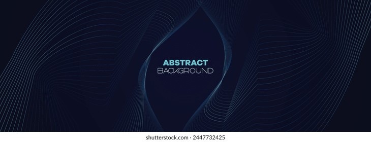 Dark blue, Green abstract banner background with glowing geometric lines. Navy blue gradient shiny lines pattern Futuristic technology web background for Science, cover, website, header, brochure