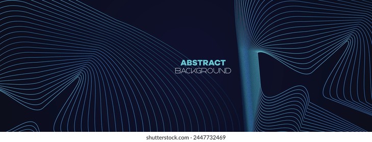 Dark blue, Green abstract banner background with glowing geometric lines. Navy blue gradient shiny lines pattern Futuristic technology web background for Science, cover, website, header, brochure