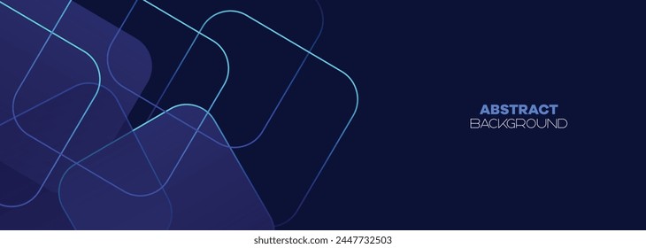 Dark blue, Green abstract banner background with glowing geometric lines. Navy blue gradient shiny lines pattern Futuristic technology web background for Science, cover, website, header, brochure