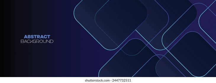Dark blue, Green abstract banner background with glowing geometric lines. Navy blue gradient shiny lines pattern Futuristic technology web background for Science, cover, website, header, brochure
