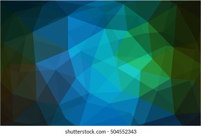 Dark blue, green abstract polygonal template. A completely new color illustration in a vague style. Brand-new design for your business.