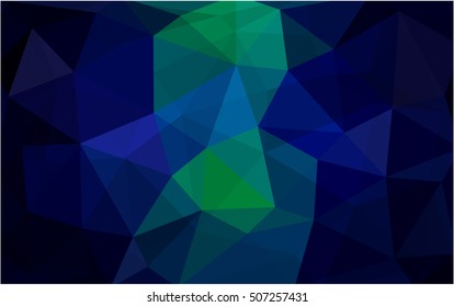Dark blue, green abstract polygonal template. A completely new color illustration in a vague style. Brand-new design for your business.