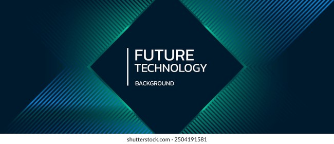 Dark blue green background in digital technology. Abstract futuristic pattern. Communication innovation. High speed connection. Cyber ​​data. Microchip. Internet network. Modern futuristic cover.