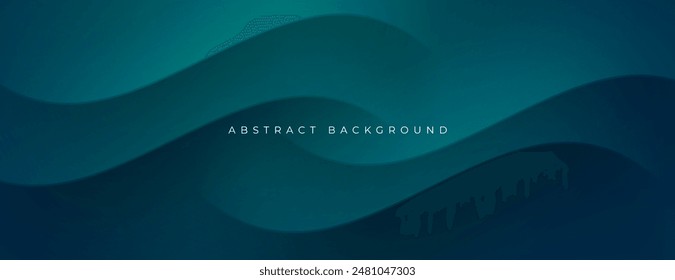 dark blue green background with wavy lines. great for wallpaper, banner, web, poster, presentation.