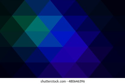 Dark blue, green blurry triangle background. A sample with polygonal shapes. Brand-new style for your business design.