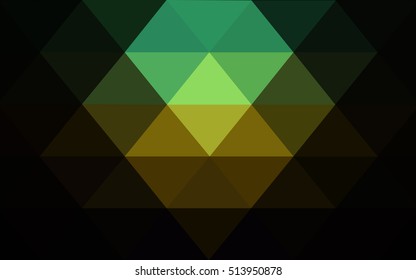 Dark blue, green blurry triangle pattern. Modern geometrical abstract illustration with gradient. Brand-new design for your business.