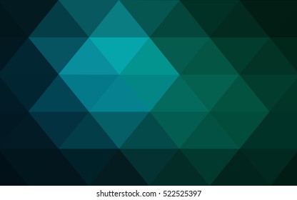 Dark blue, green blurry triangle background. A sample with polygonal shapes. The polygonal design can be used for your web site.